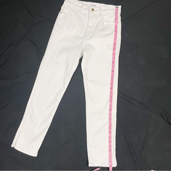 FRAME DENIM  “ Le Sylvie Crop”  with Split Hem Detail at Ankle  WHITE Size 26 - Picture 8 of 14